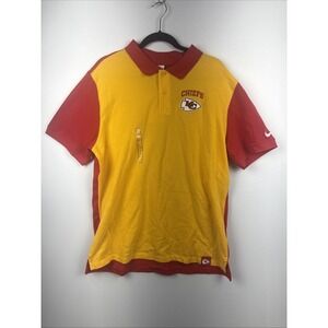 Kansas City Chiefs Polo Men's NFL Nike Large Blitz Pique Yellow Red NWT